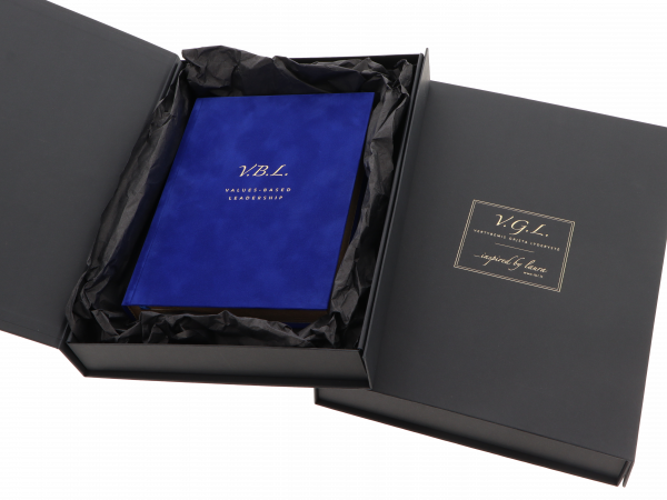 Manager’s handbook  “V.B.L. Values – Based Leadership” in a gift box.